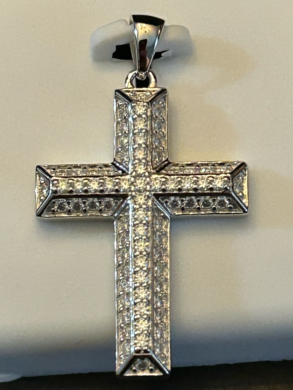 1.50CTW Moissanite Pavé 925 Sterling Silver Cross Pendant 3.00g